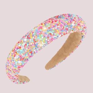 NWT Sparkly Wide Rainbow Confetti Headband
